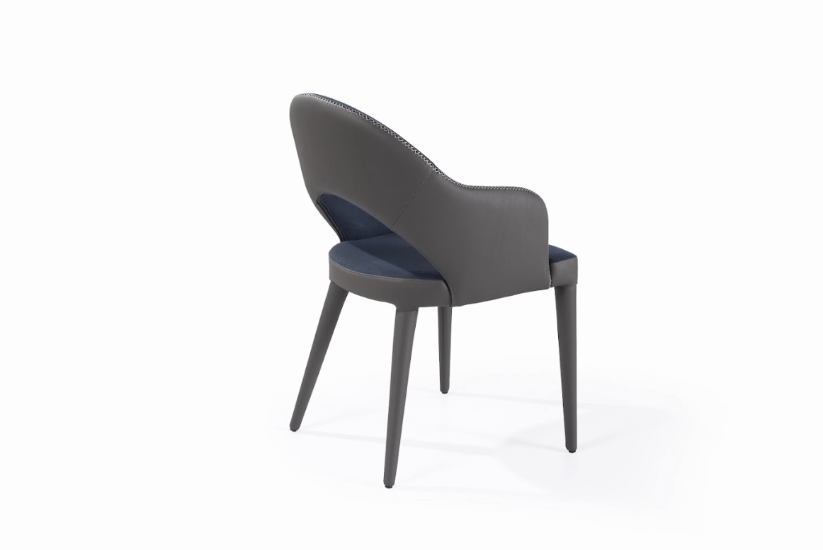 Tommy Franks Dining Jiva Dining Chair - Nappa Midnight Blue & Grey House of Isabella UK