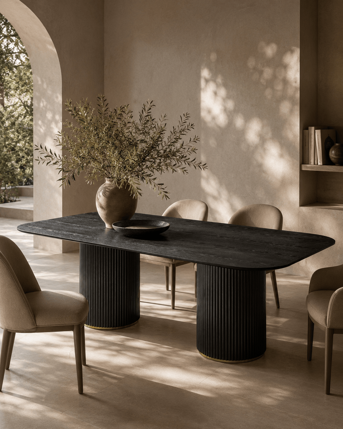 Tommy Franks Dining Lantine 240 Dining Table - Black Oak & Brass House of Isabella UK