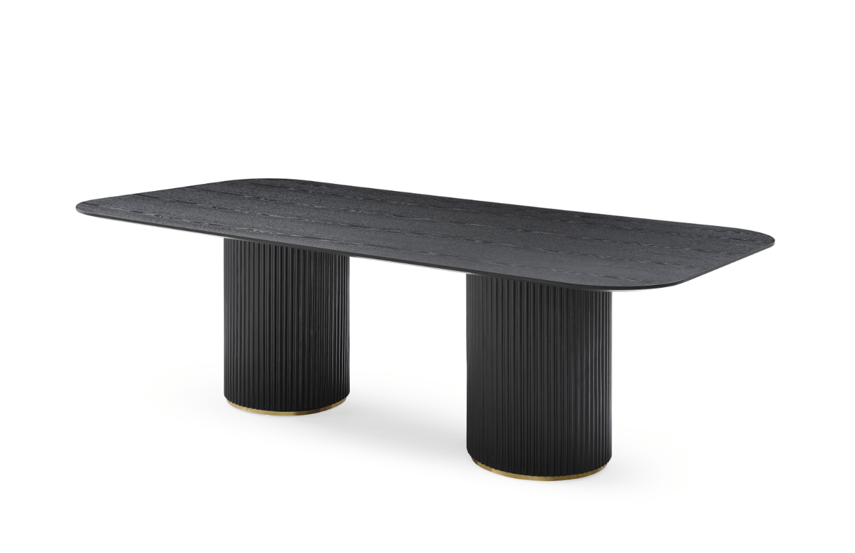 Lantine 240 Dining Table - Black Oak & Brass.