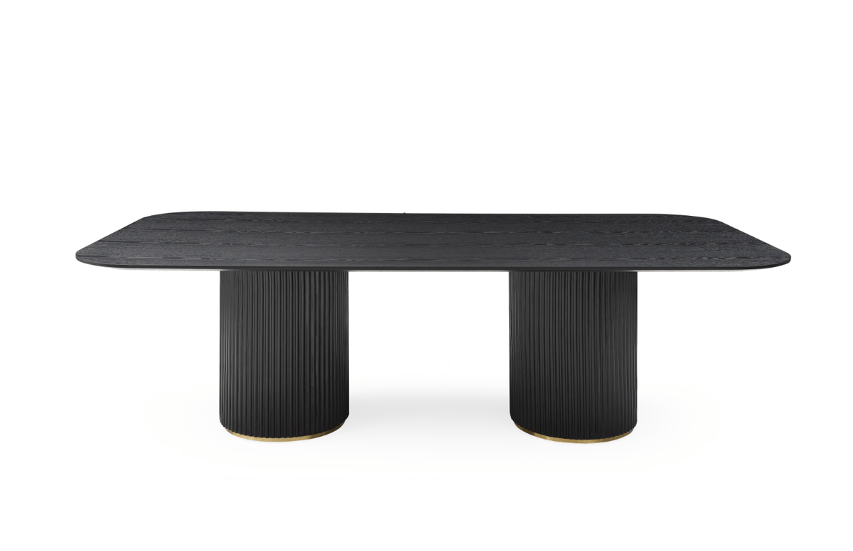 Lantine 240 Dining Table - Black Oak & Brass.