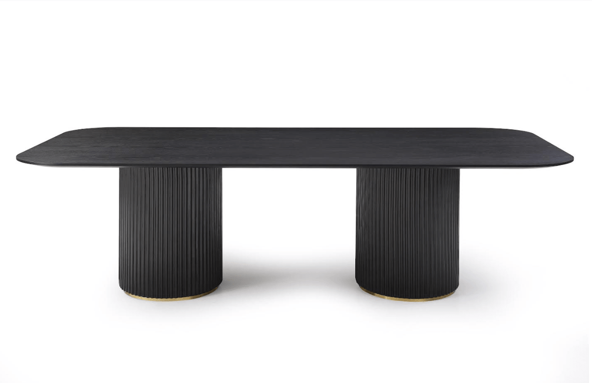 Lantine 280 Dining Table - Black Oak & Brass.