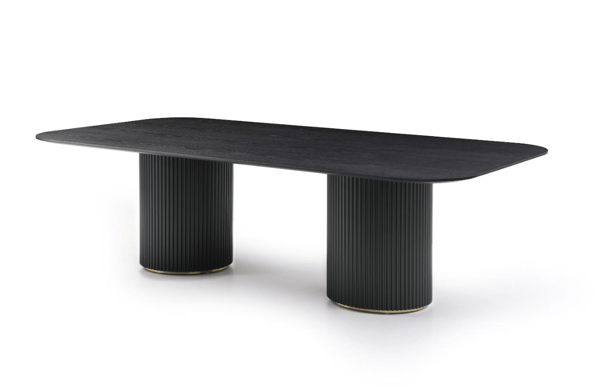 Lantine 280 Dining Table - Black Oak & Brass.