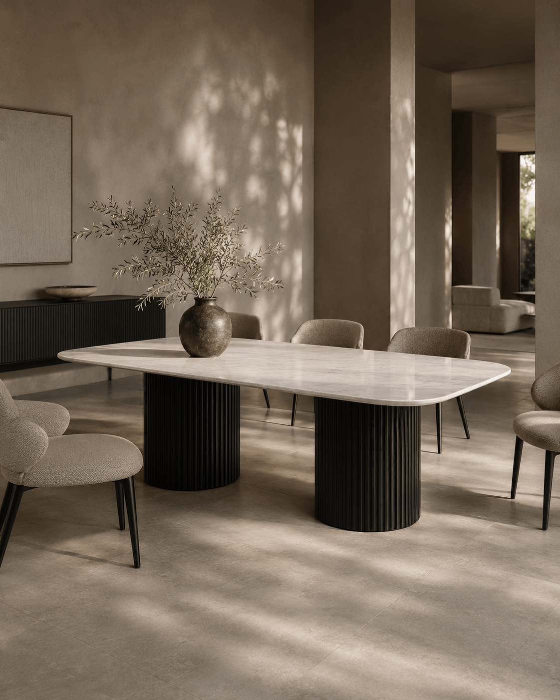 Tommy Franks Dining Lantine Marble 240 Dining Table – Matt Black House of Isabella UK