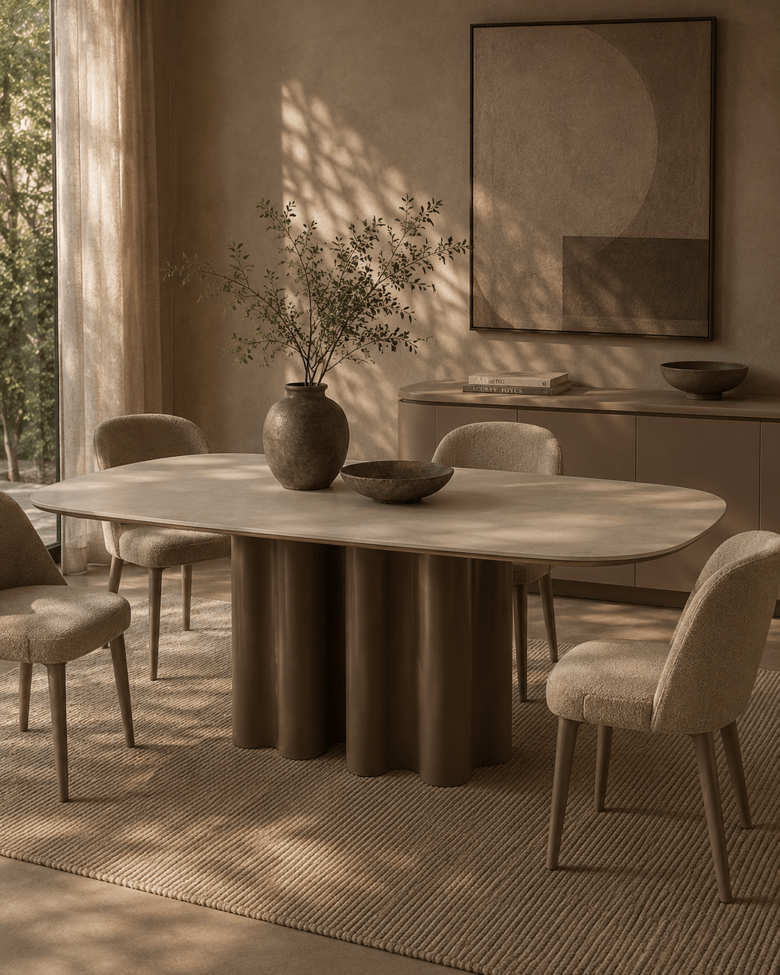 Tommy Franks Dining Moon Dining Table - 200 - Cocoa & Cream Ceramic House of Isabella UK