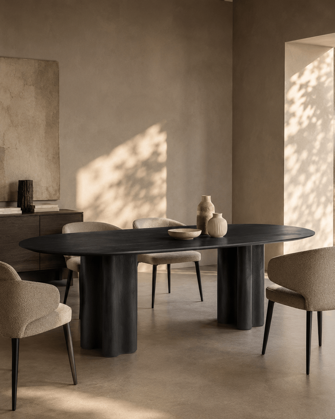 Tommy Franks Dining Moon Dining Table 240 - Black Oak House of Isabella UK