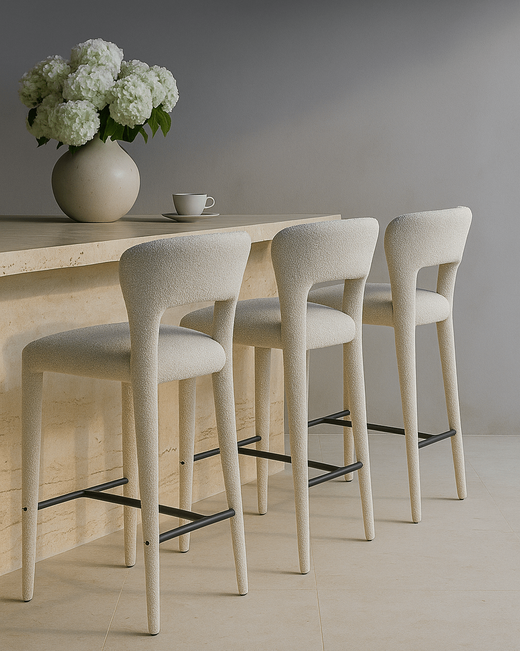 Tommy Franks Dining Pari I Bar Stool - Chex Polar Bouclé House of Isabella UK