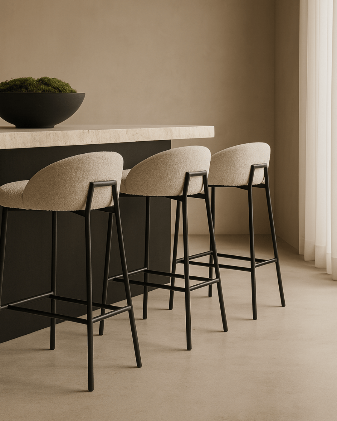 Tommy Franks Dining Tux Counter Stool - Chex Bouclé Polar House of Isabella UK