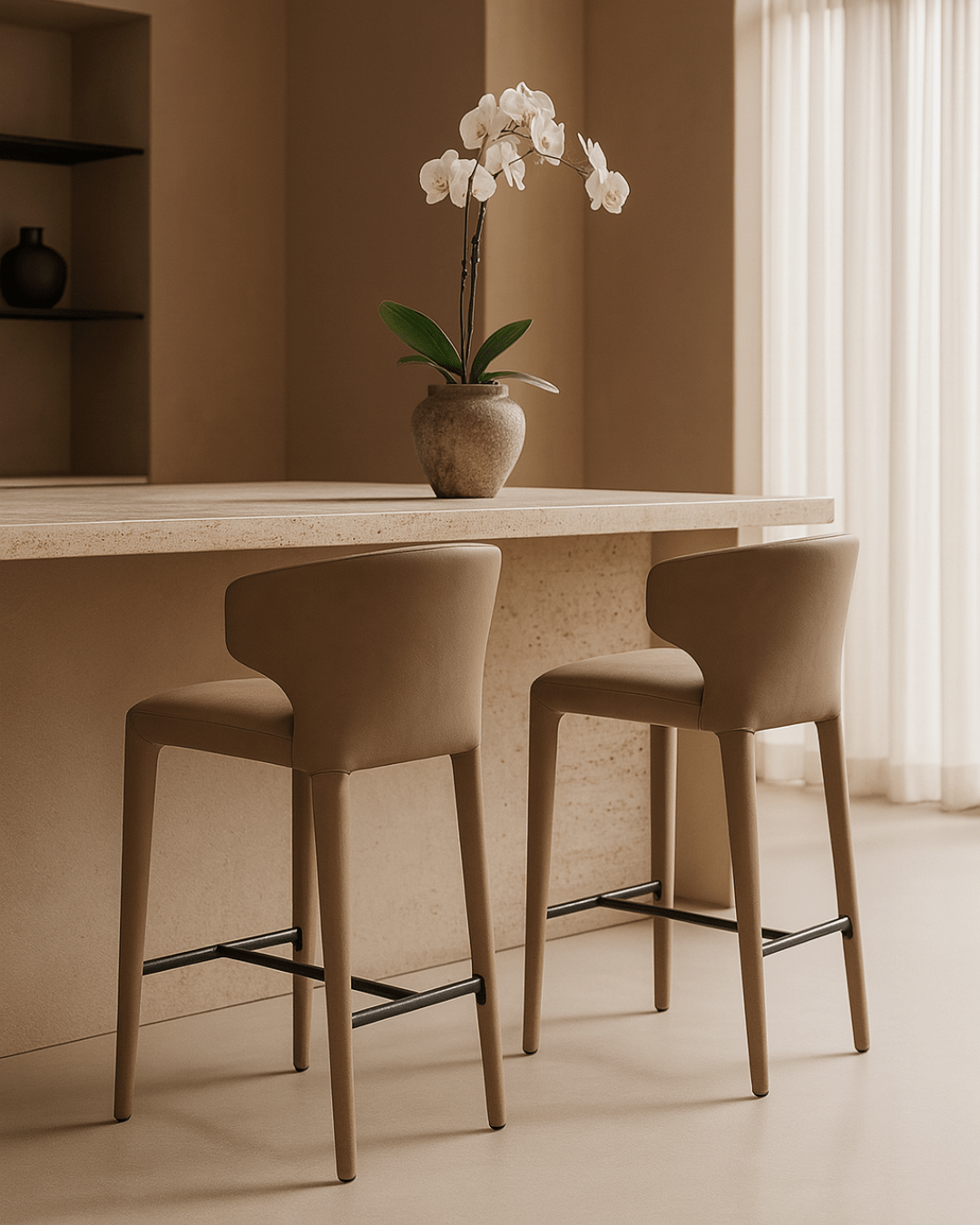 Tommy Franks Dining Vela Counter Stool - Vintage Eco Pelle Cognac House of Isabella UK