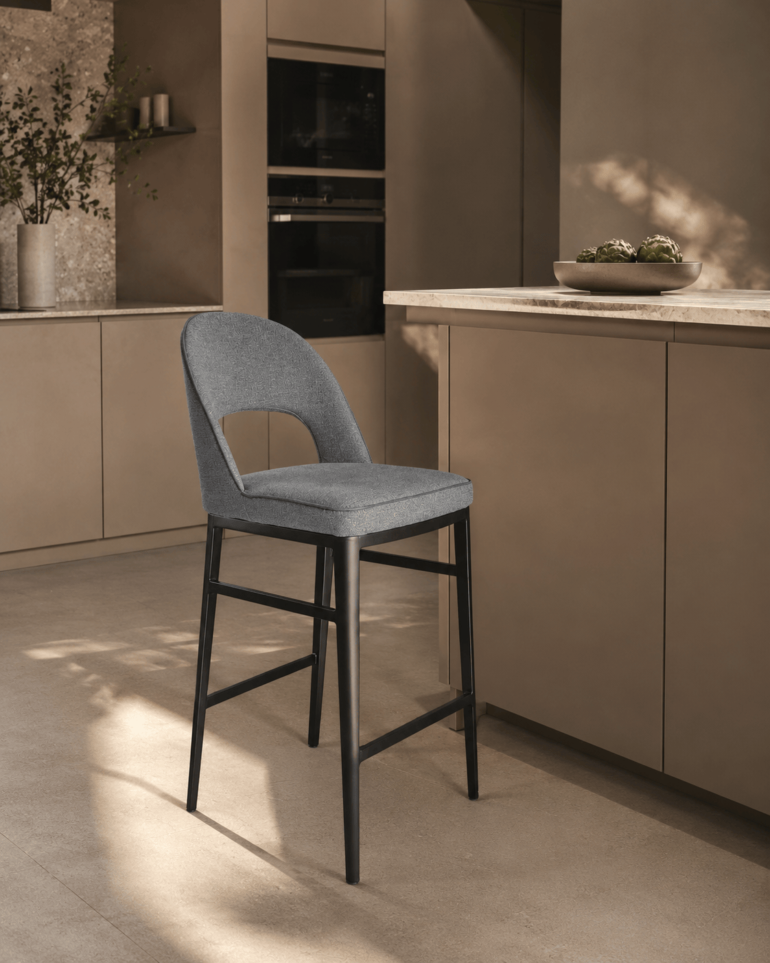 Tommy Franks Dining Verna Bar Stool - Enzimi Dark Grey and Dark Bronze House of Isabella UK