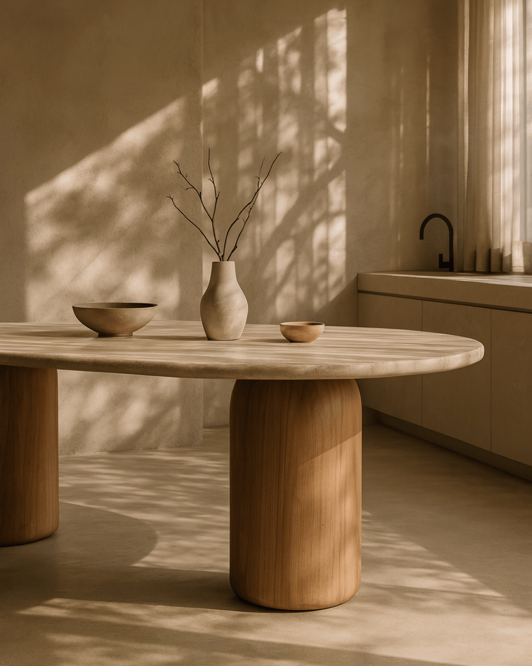 Tommy Franks Living Basilca Dining Table 270 - Walnut Travertine House of Isabella UK