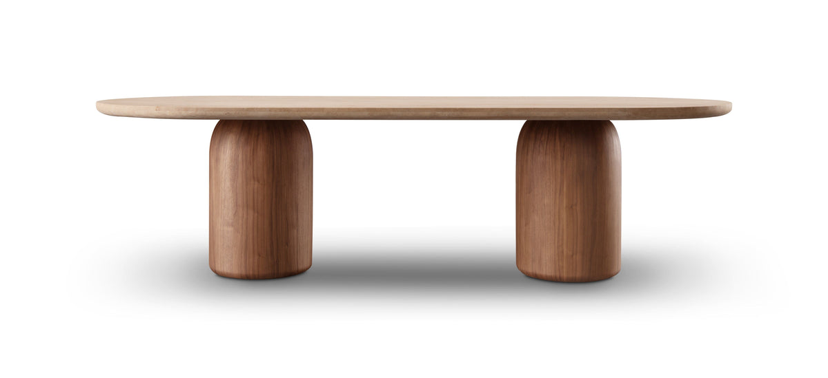 Tommy Franks Living Basilca Dining Table 270 - Walnut Travertine House of Isabella UK