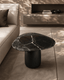 Tommy Franks Living Basilca Side Table - Matte Black Marble House of Isabella UK