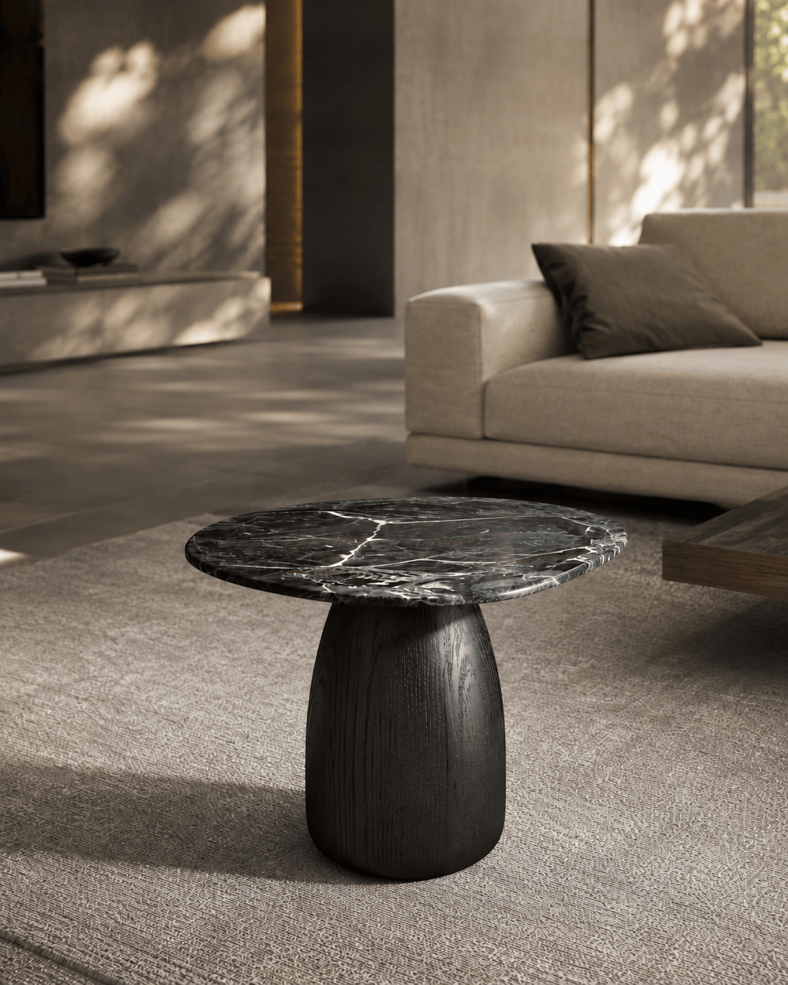 Tommy Franks Living Basilca Side Table - Matte Black Marble House of Isabella UK