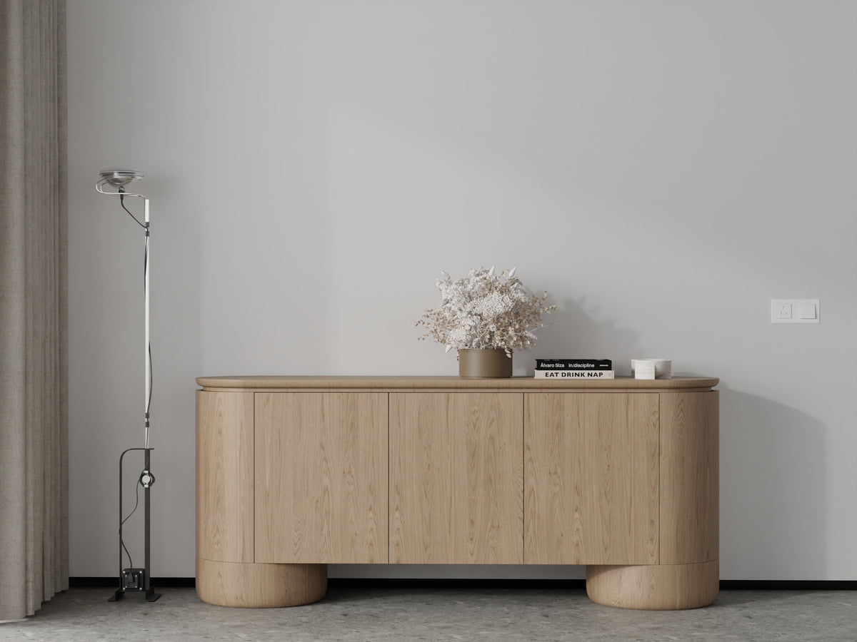 Tommy Franks Living Berwick Buffet - Ash Oak - 3 Door House of Isabella UK