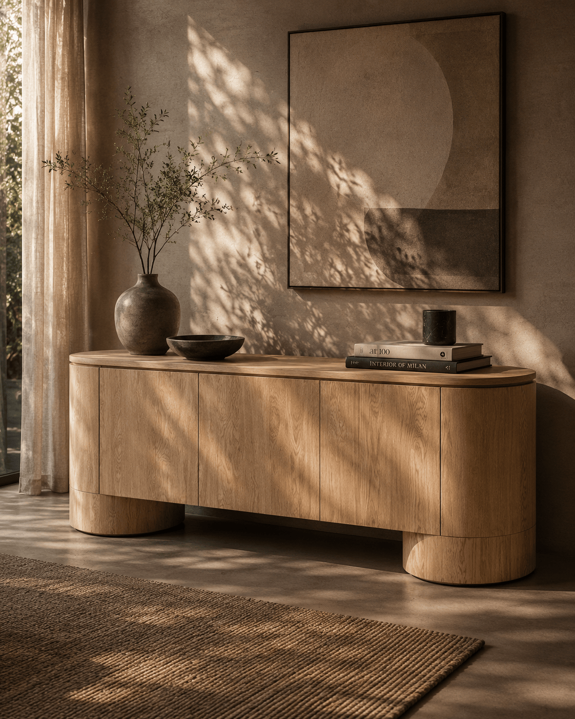 Tommy Franks Living Berwick Buffet - Ash Oak - 3 Door House of Isabella UK