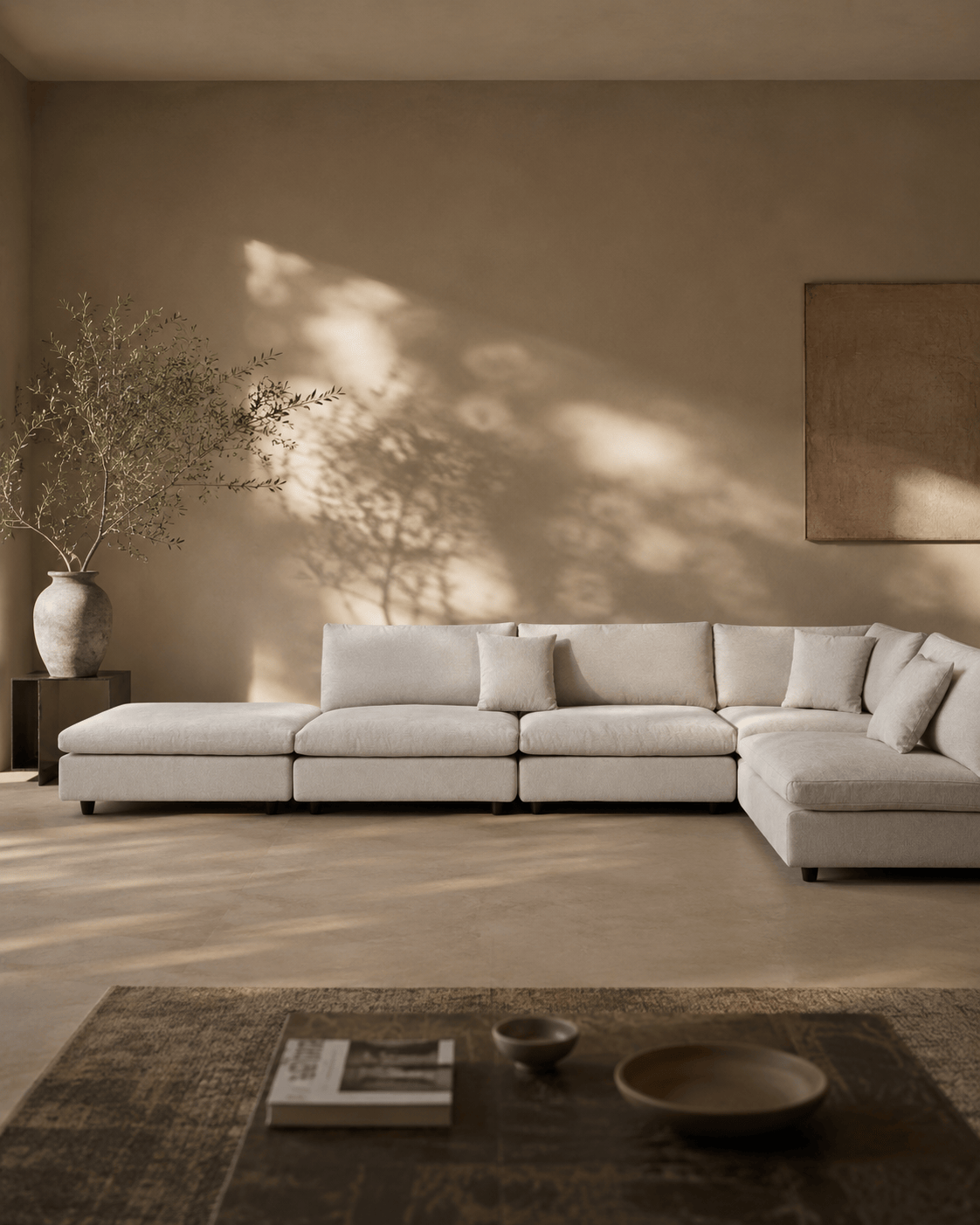 Tommy Franks Living Blanco 5 Piece Modular Sofa - Avery Velour Cream House of Isabella UK