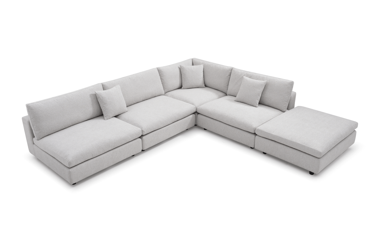 Blanco 5 Piece Modular Sofa - Avery Velour Cream.