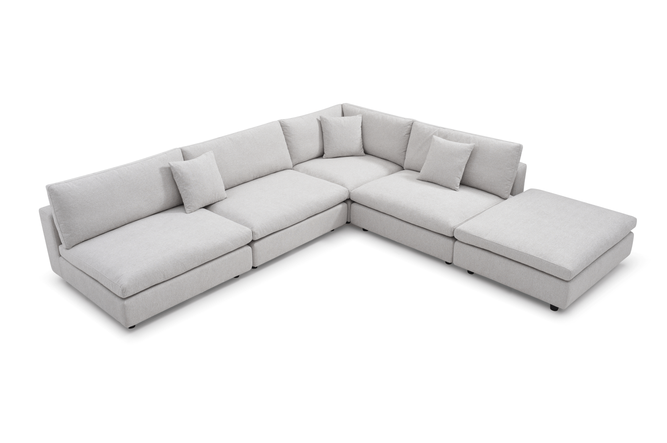 Tommy Franks Living Blanco 5 Piece Modular Sofa - Avery Velour Cream House of Isabella UK