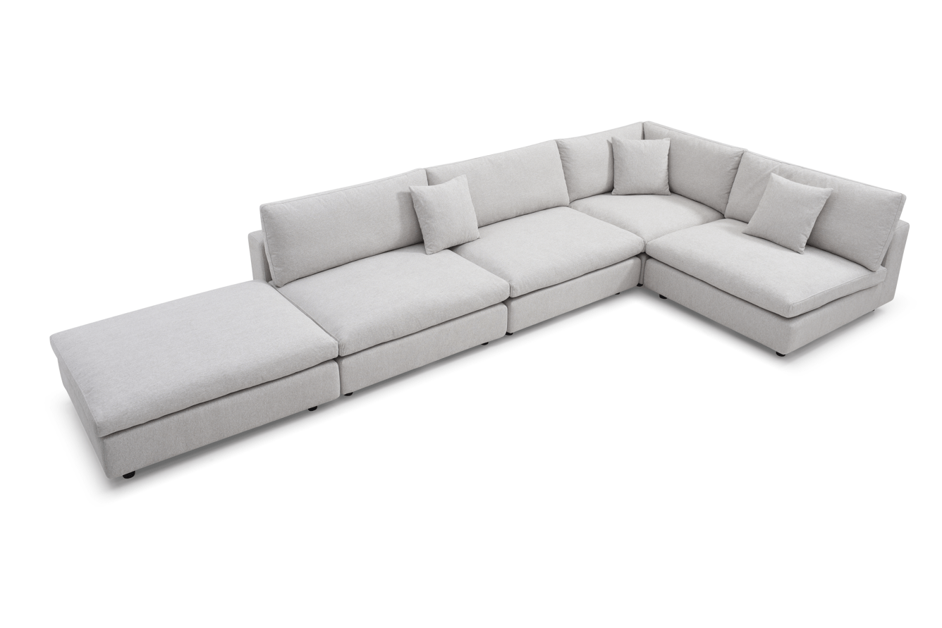 Tommy Franks Living Blanco 5 Piece Modular Sofa - Avery Velour Cream House of Isabella UK