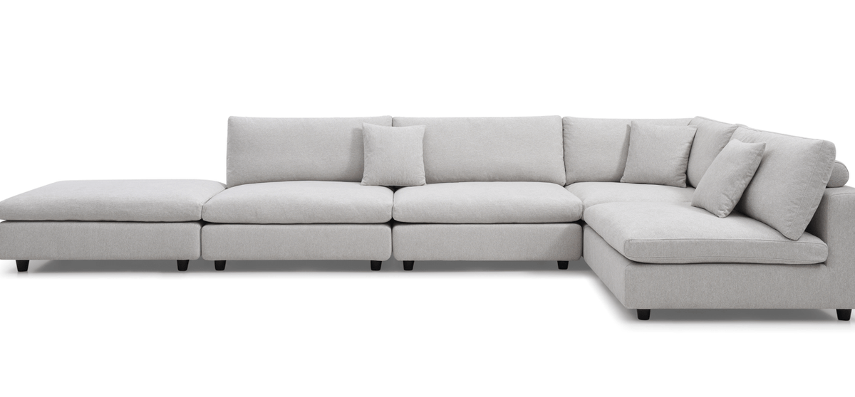 Blanco 5 Piece Modular Sofa - Avery Velour Cream.