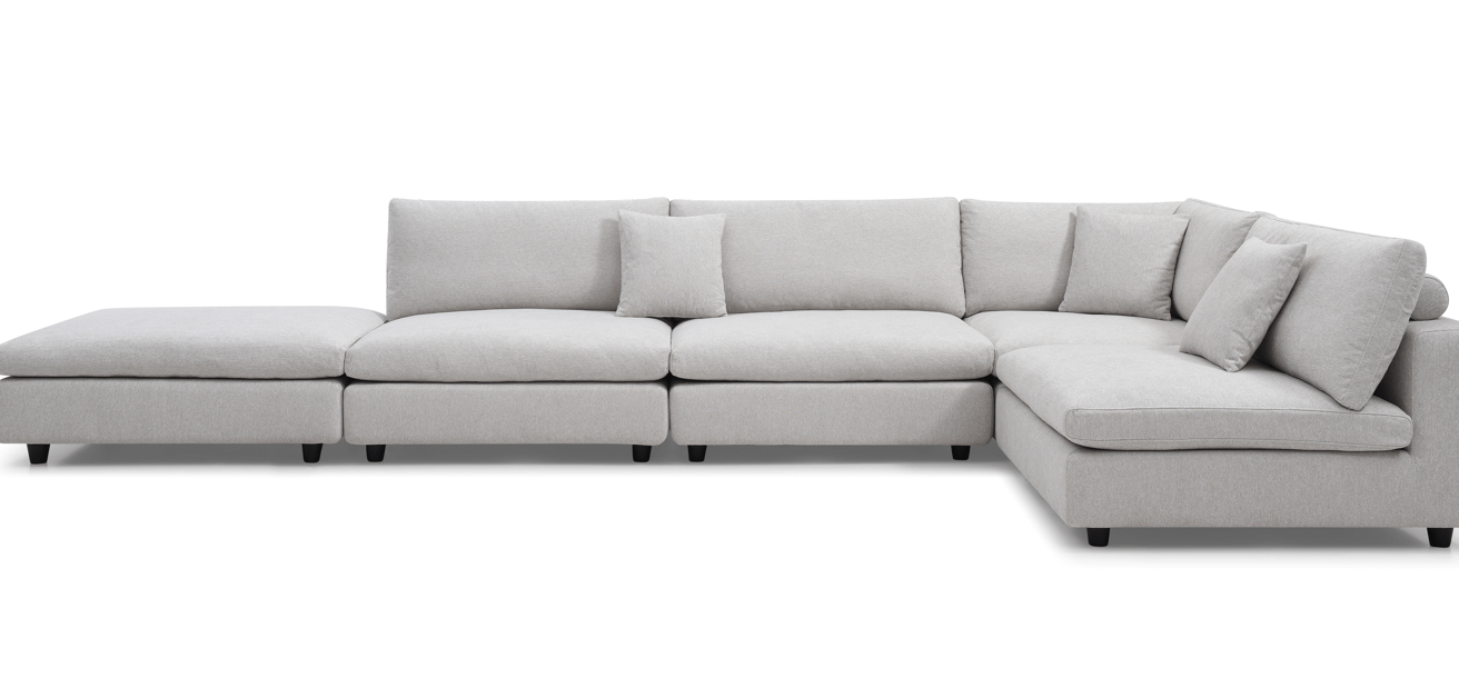 Tommy Franks Living Blanco 5 Piece Modular Sofa - Avery Velour Cream House of Isabella UK