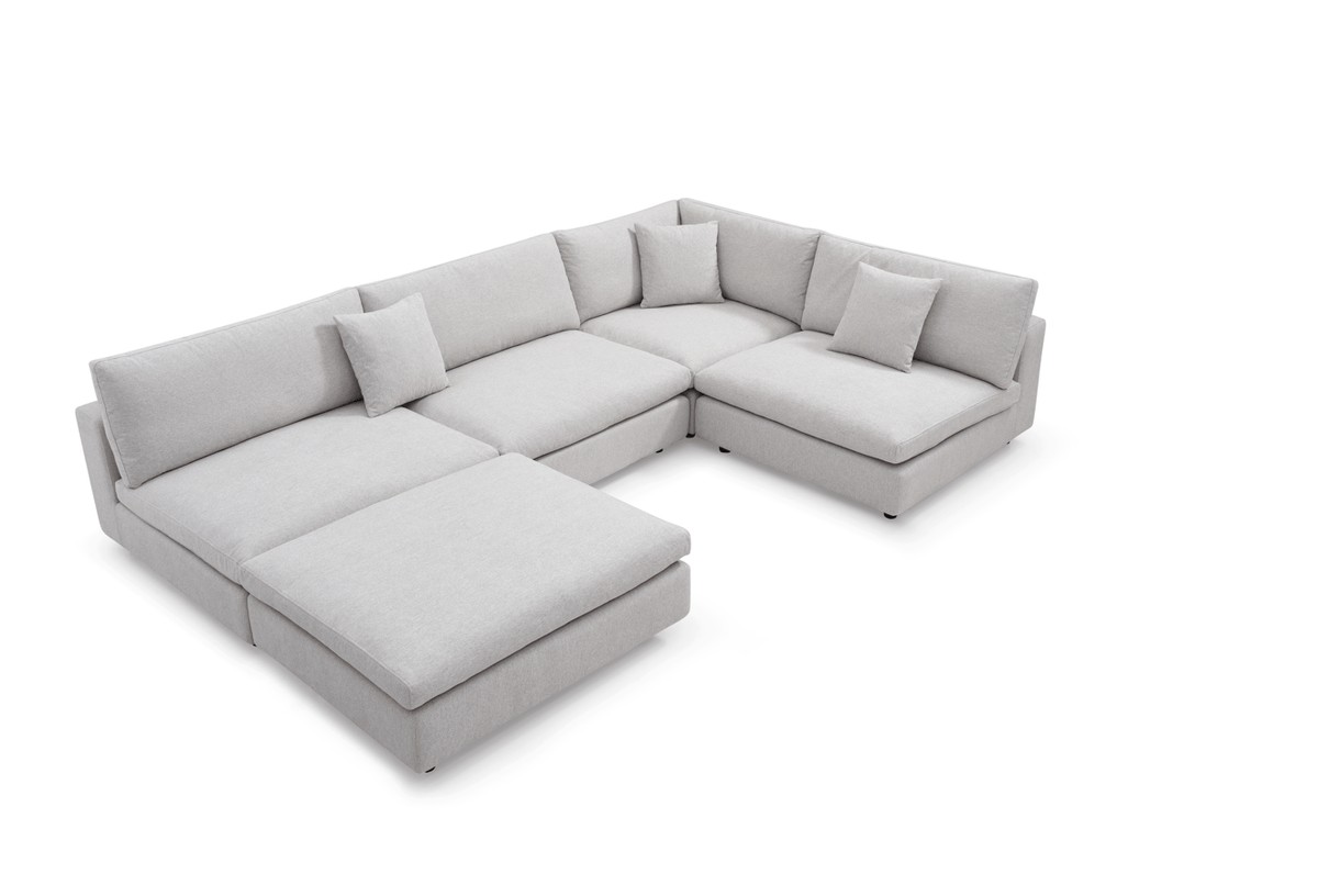 Blanco 5 Piece Modular Sofa - Avery Velour Cream.