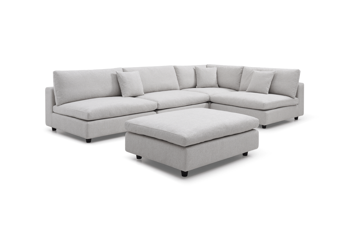 Blanco 5 Piece Modular Sofa - Avery Velour Cream.