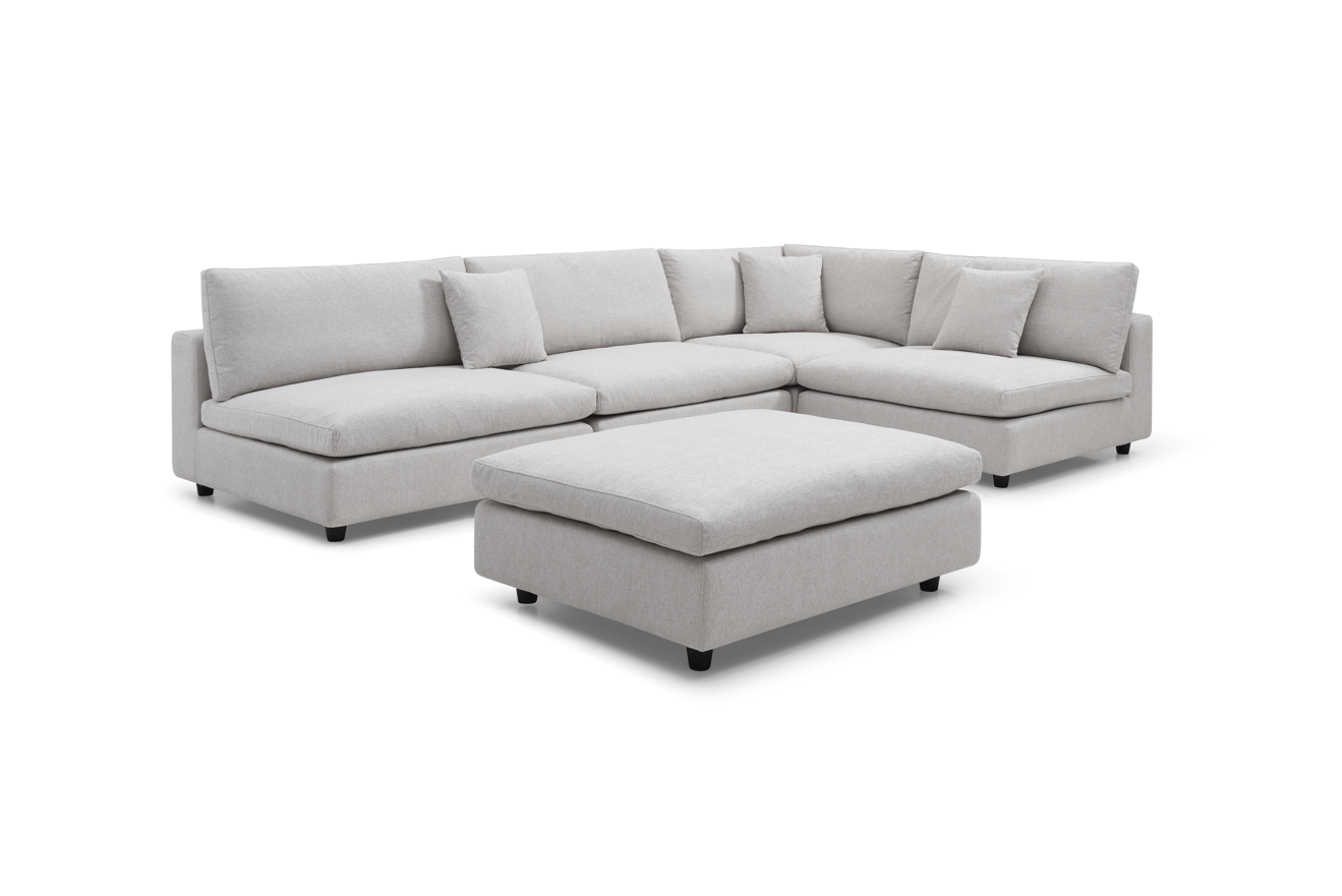 Tommy Franks Living Blanco 5 Piece Modular Sofa - Avery Velour Cream House of Isabella UK