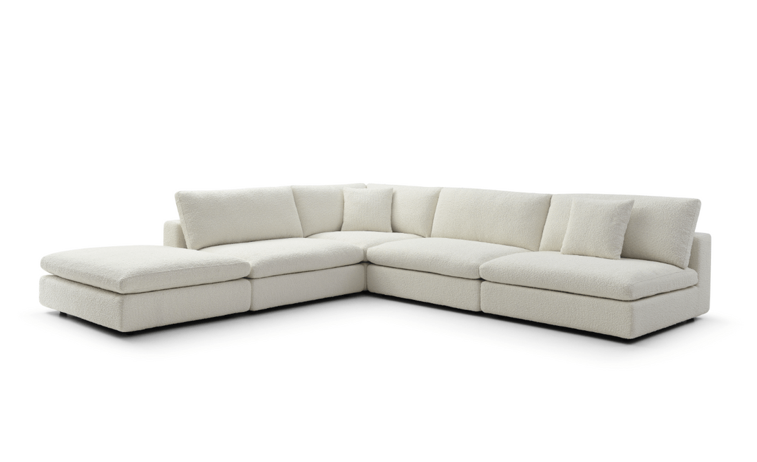 Blanco 5 Piece Modular Sofa - Chex Polar Boucle.