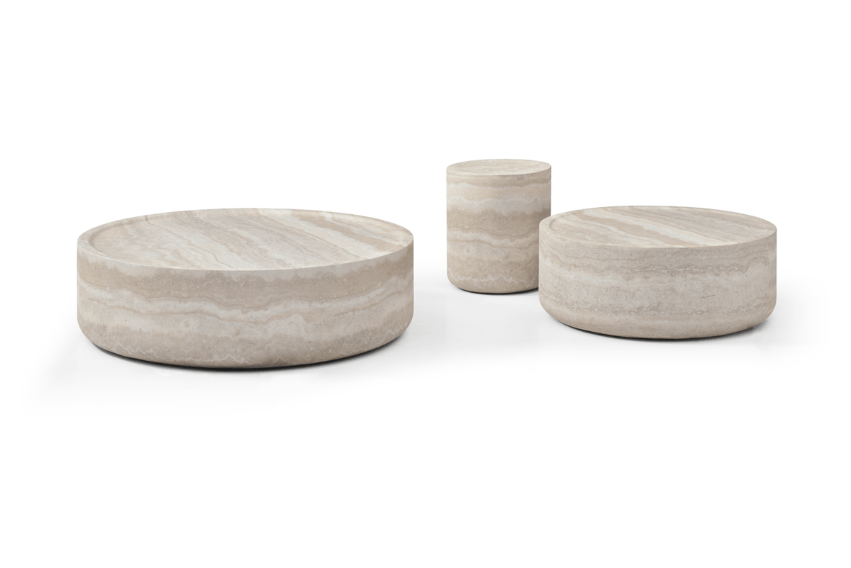 Ciladro Side Table - Faux Travertine.