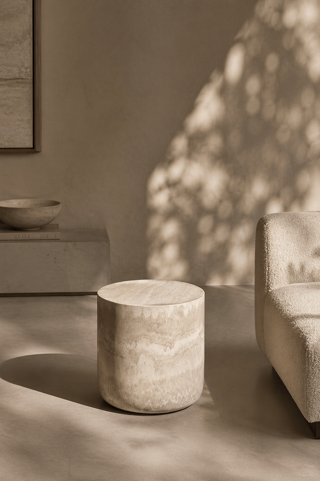 Tommy Franks Living Ciladro Side Table - Faux Travertine House of Isabella UK