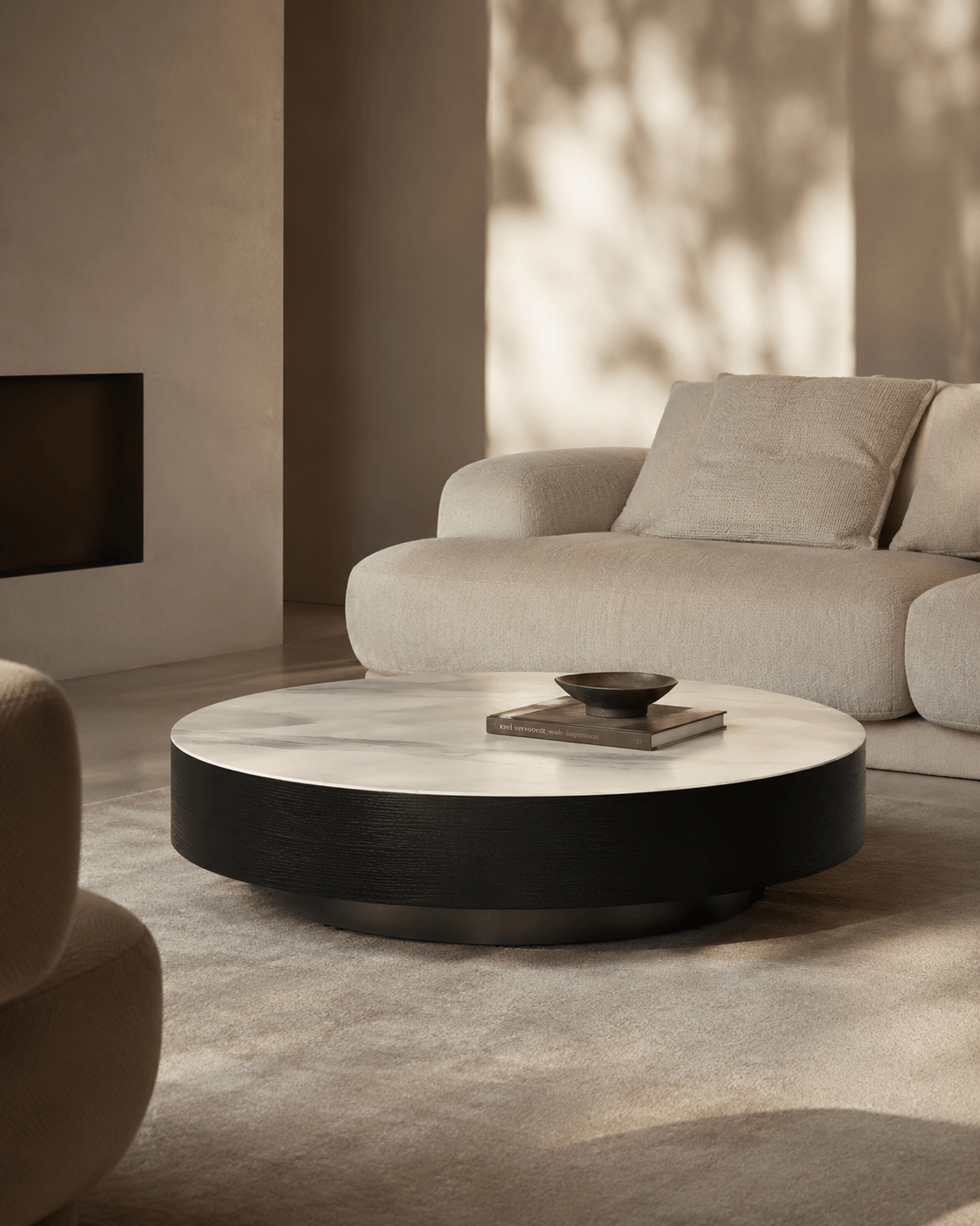 Tommy Franks Living Coin Coffee Table - White Ceramic Marble House of Isabella UK