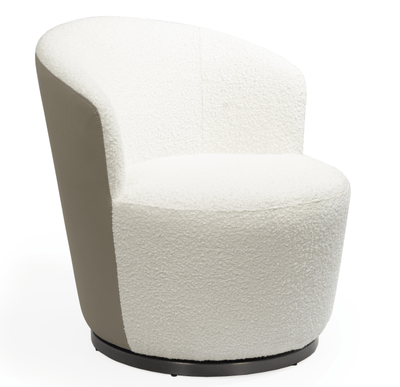 Tommy Franks Living Derry Swivel Chair - Chex Boucle Polar & Concrete Grey House of Isabella UK