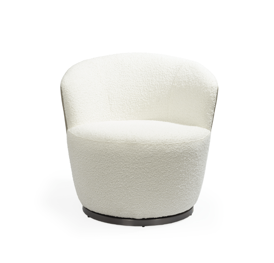 Tommy Franks Living Derry Swivel Chair - Chex Boucle Polar & Concrete Grey House of Isabella UK