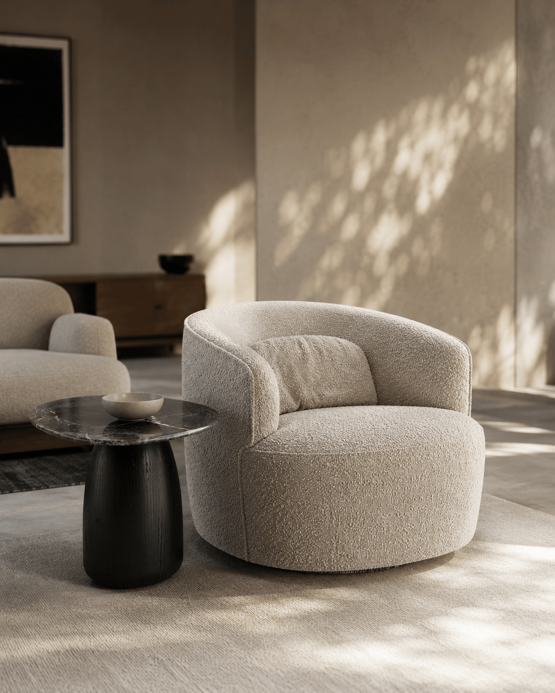 Tommy Franks Living Grace Swivel Chair - Steam BouclÃ© House of Isabella UK