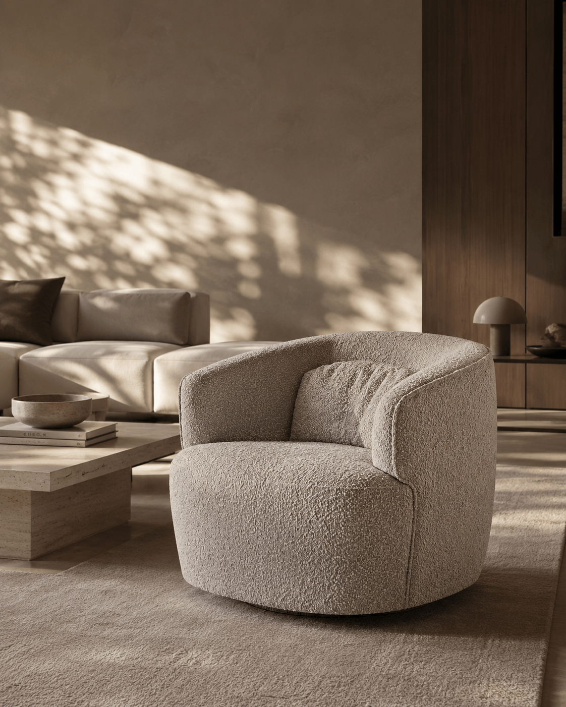 Tommy Franks Living Grace Swivel Chair - Steam Bouclé House of Isabella UK