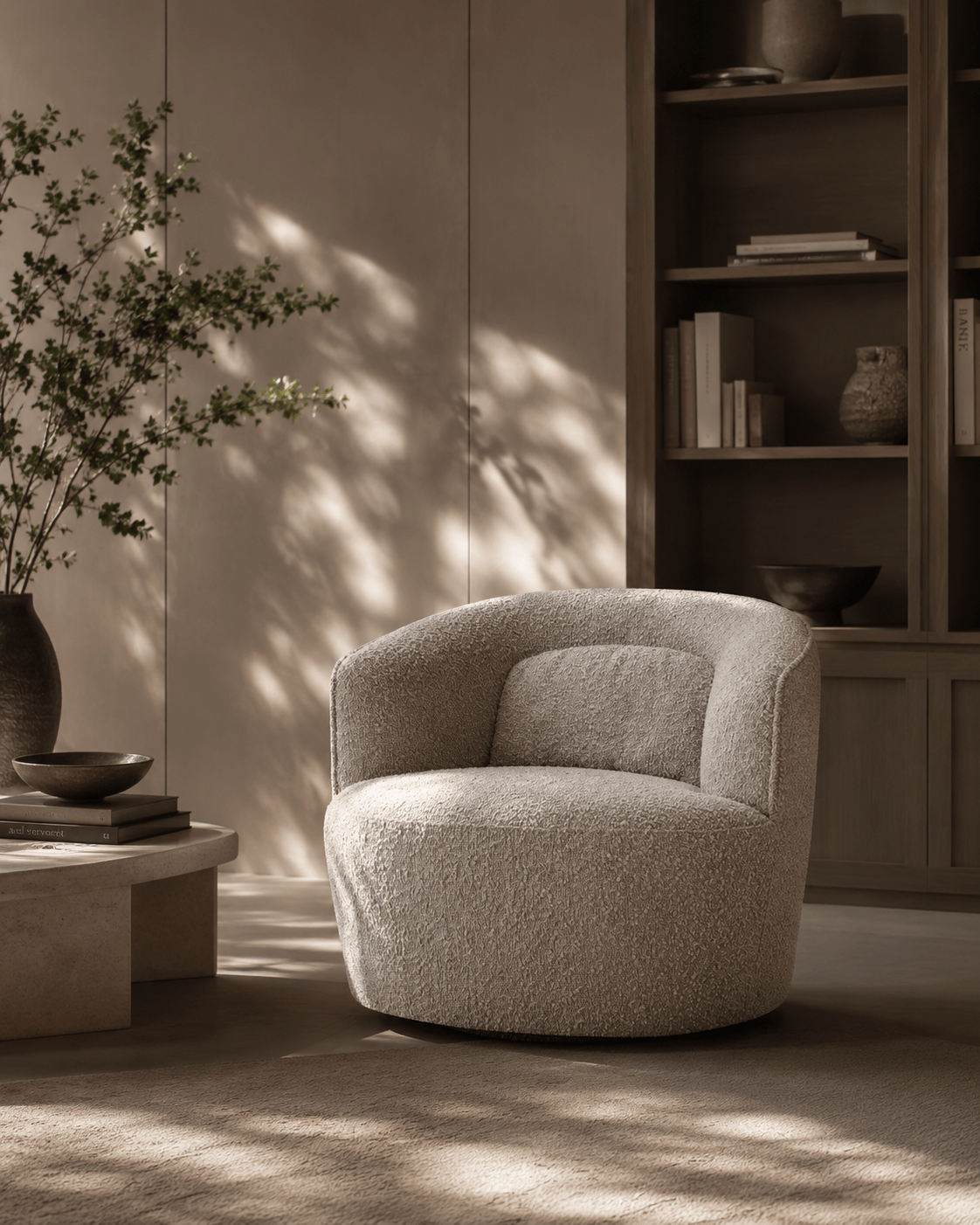 Tommy Franks Living Grace Swivel Chair - Steam Bouclé House of Isabella UK