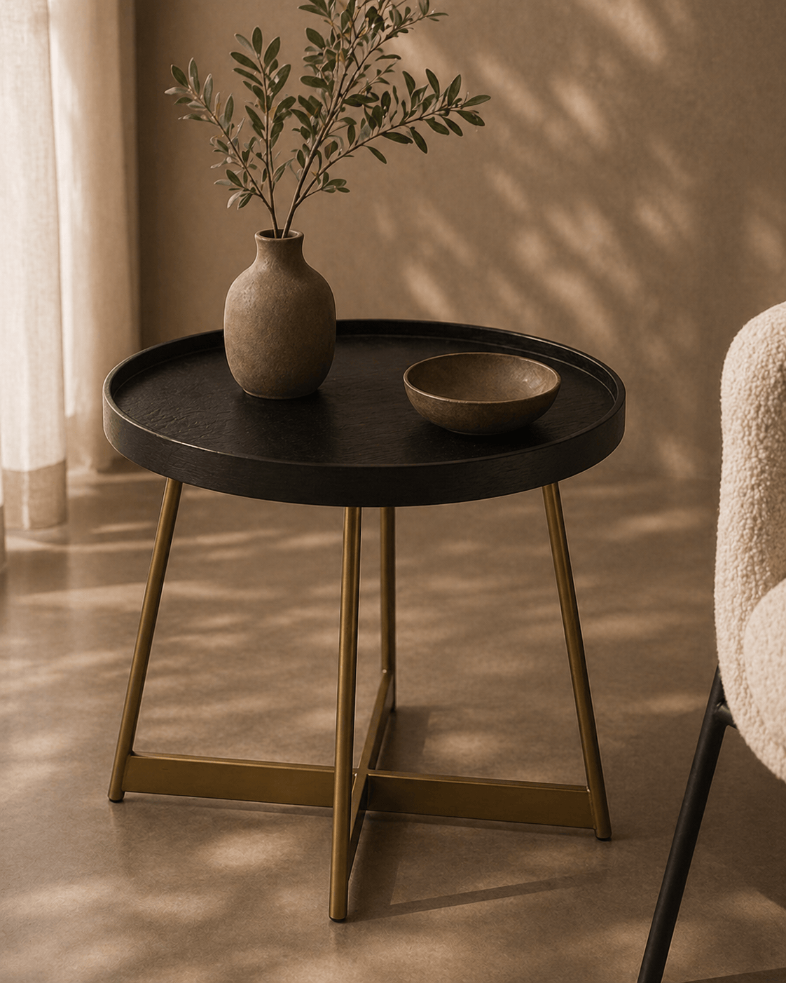 Tommy Franks Living Lane Side Table - Smoke Oak/Gold House of Isabella UK