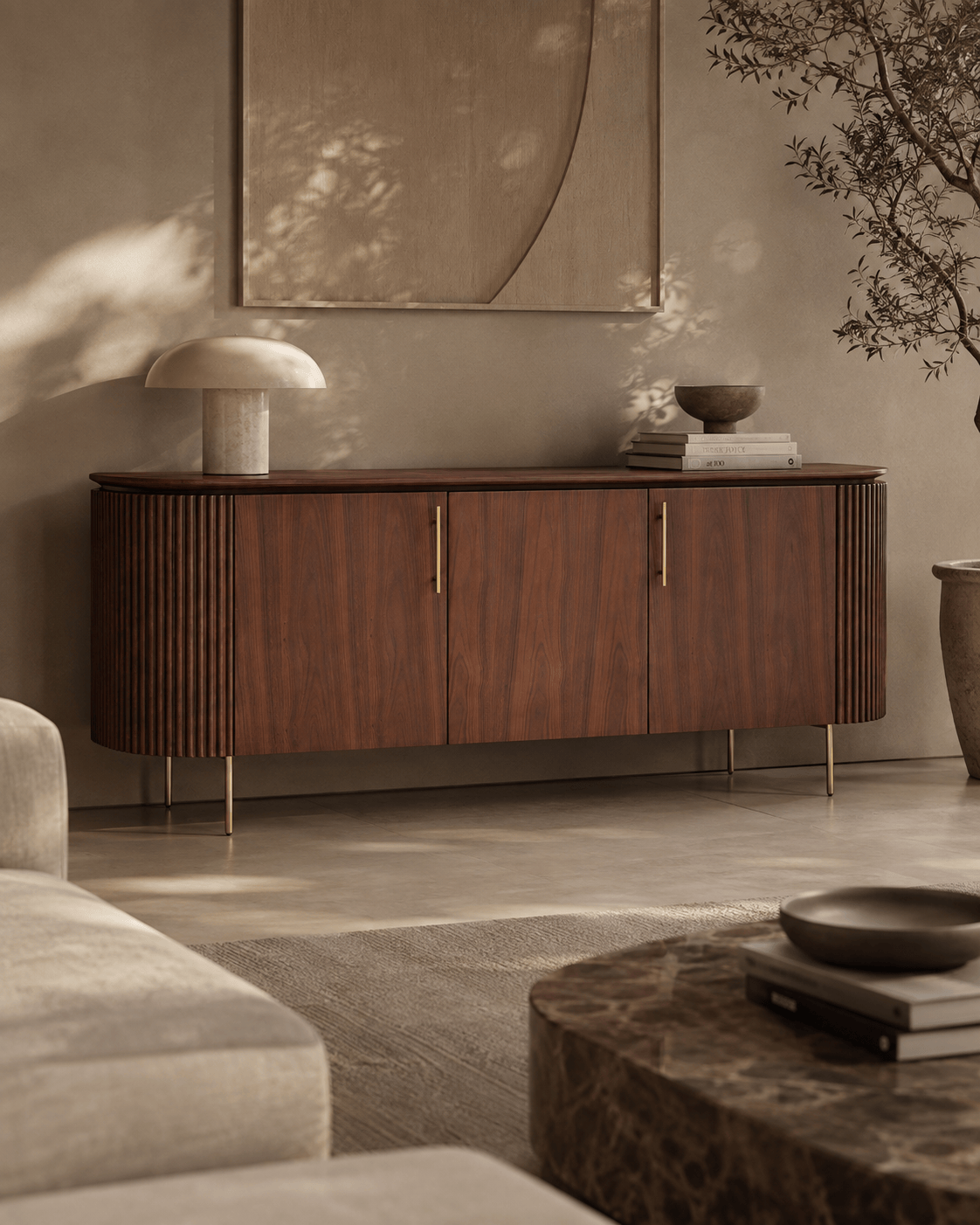 Tommy Franks Living Lantine Buffet – Walnut & Brass House of Isabella UK
