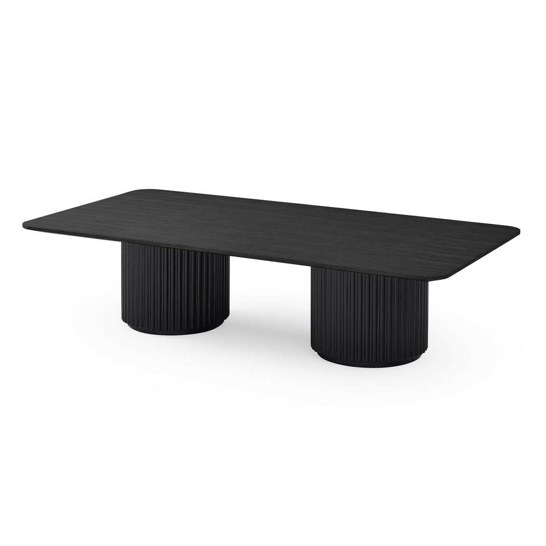 Lantine Coffee Table – Double Pedestal – Black Oak & Lacquer.