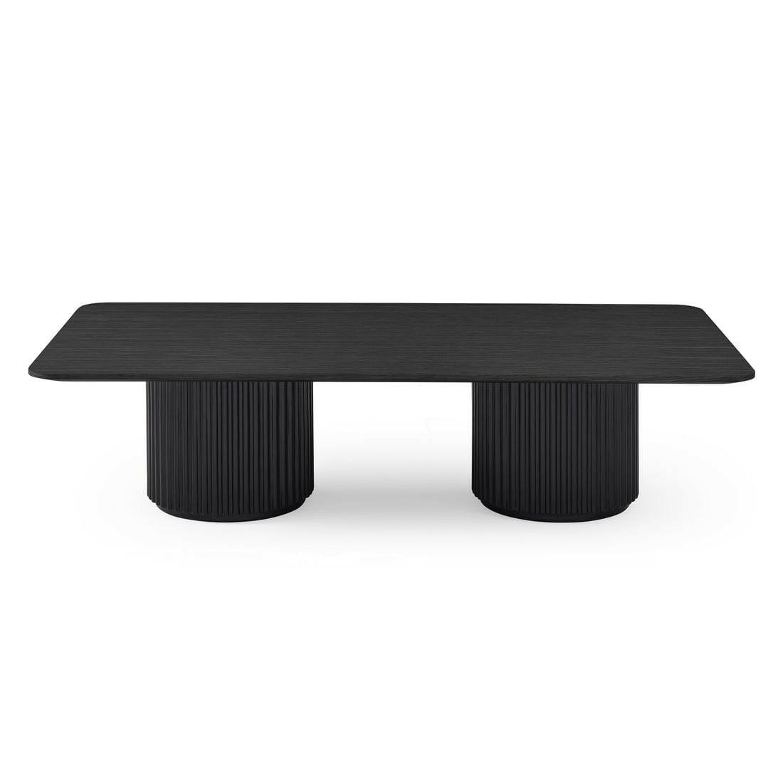 Lantine Coffee Table – Double Pedestal – Black Oak & Lacquer.