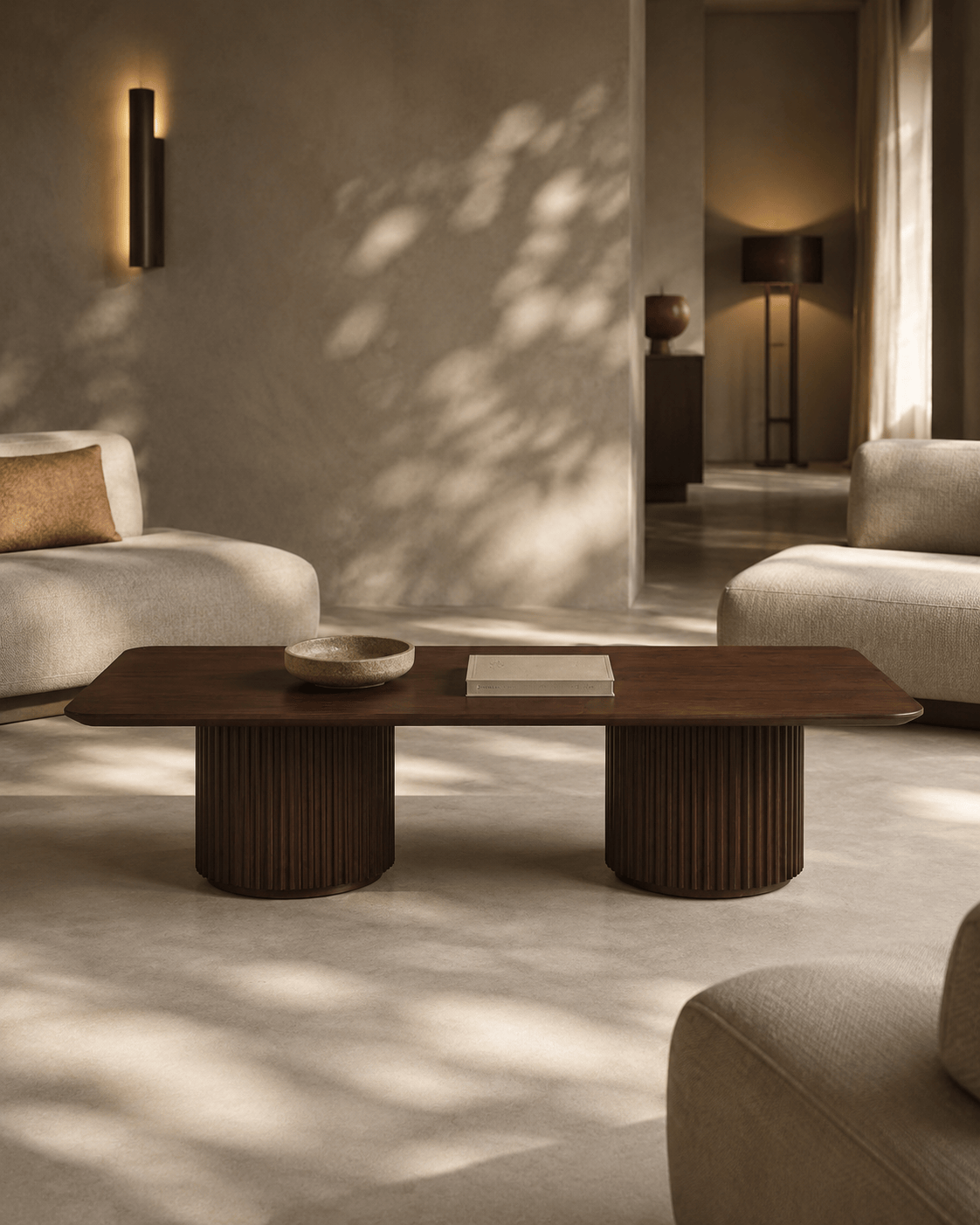 Tommy Franks Living Lantine Coffee Table - Double Pedestal - Walnut House of Isabella UK