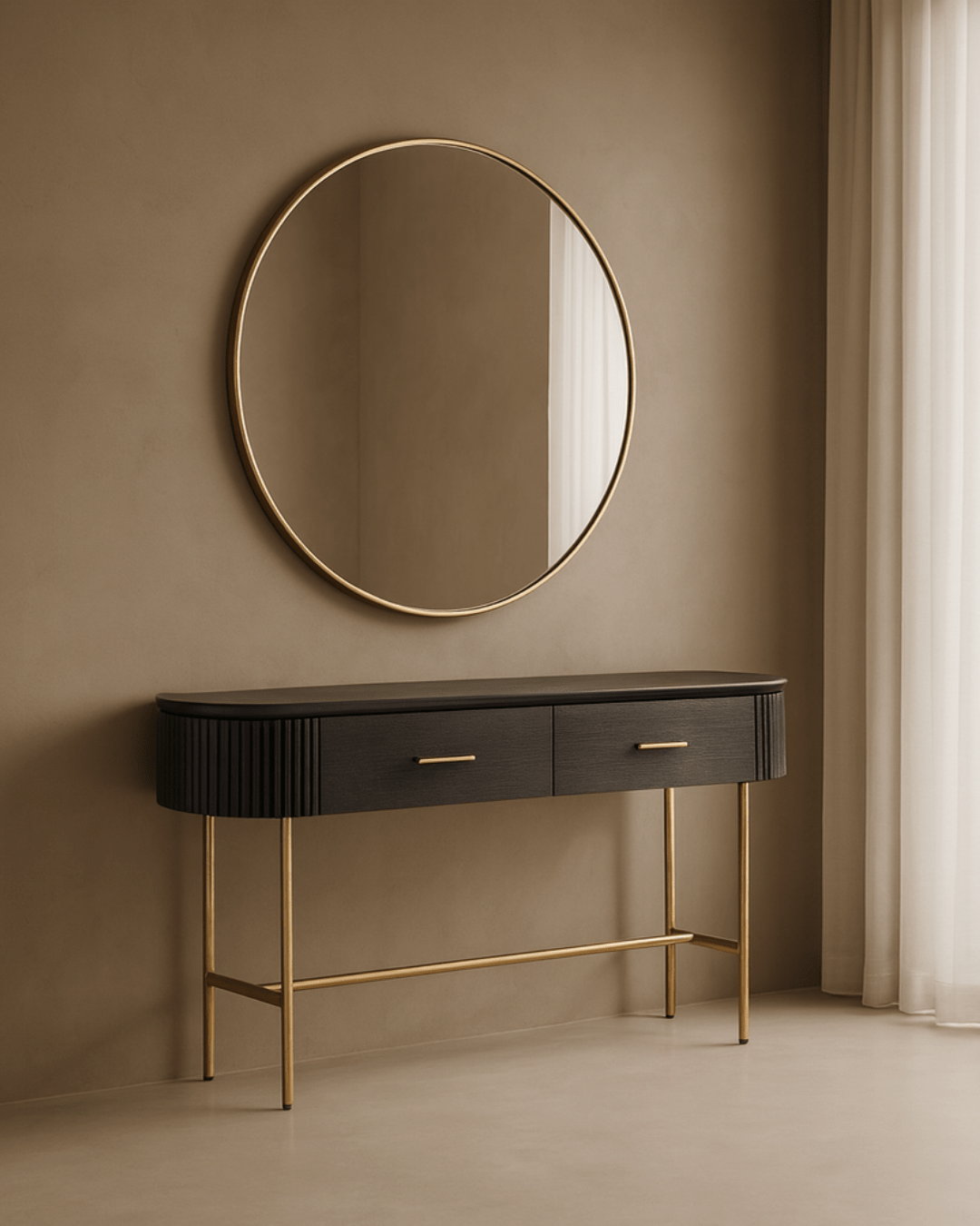 Tommy Franks Living Lantine Console Table - Black Oak & Brass House of Isabella UK