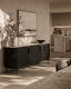 Tommy Franks Living Lantine Marble Buffet - Black Oak House of Isabella UK