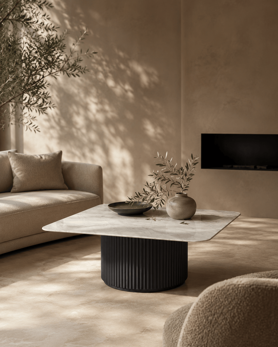 Tommy Franks Living Lantine Marble Coffee Table - Matt Black House of Isabella UK