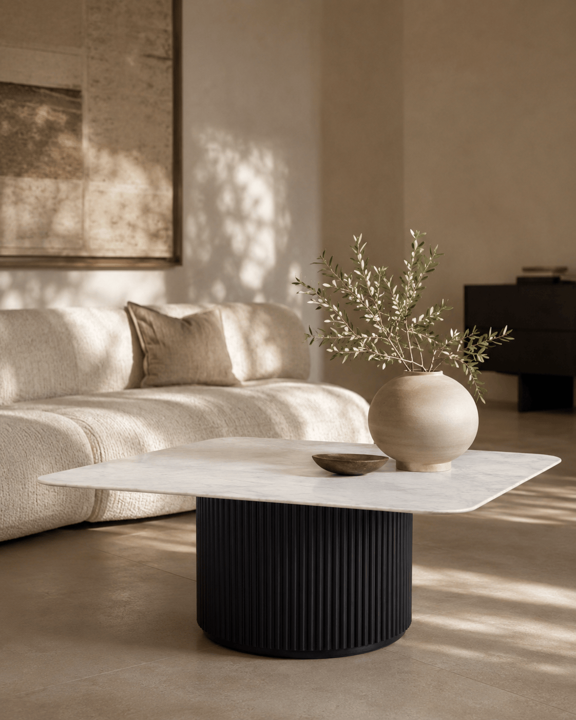 Tommy Franks Living Lantine Marble Coffee Table - Matt Black House of Isabella UK