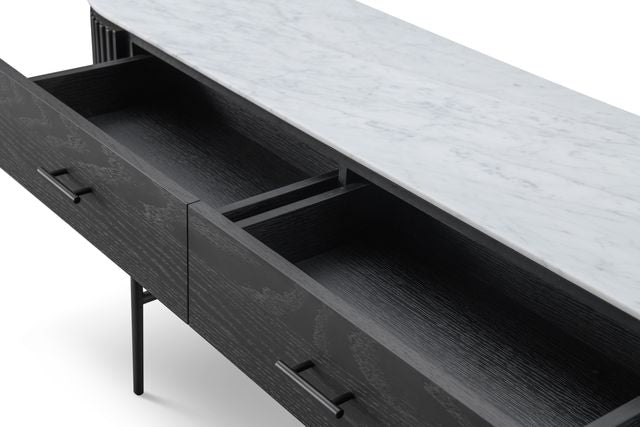 Tommy Franks Living Lantine Marble Console Table - Matt Black House of Isabella UK