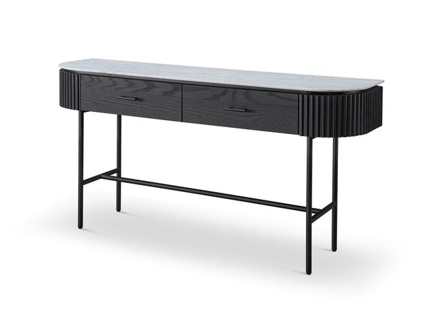 Tommy Franks Living Lantine Marble Console Table - Matt Black House of Isabella UK
