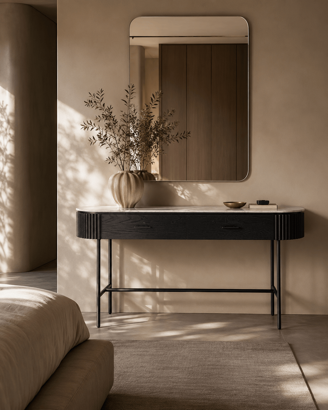 Tommy Franks Living Lantine Marble Console Table - Matt Black House of Isabella UK