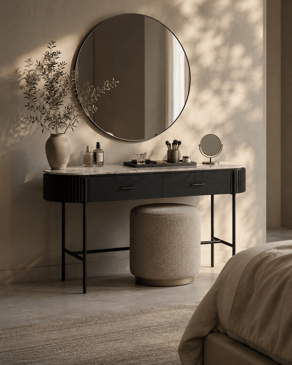 Tommy Franks Living Lantine Marble Console Table - Matt Black House of Isabella UK